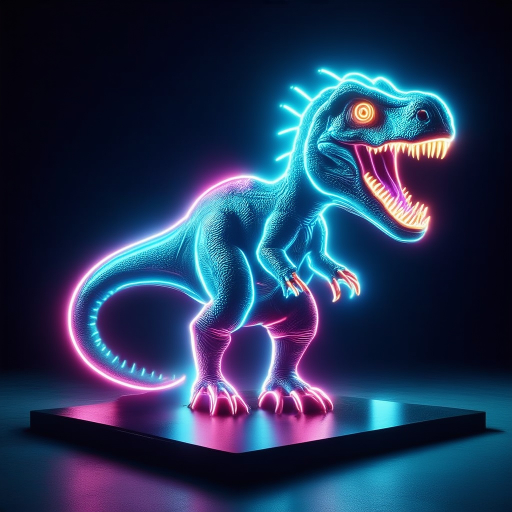 a neonlight dinosaur