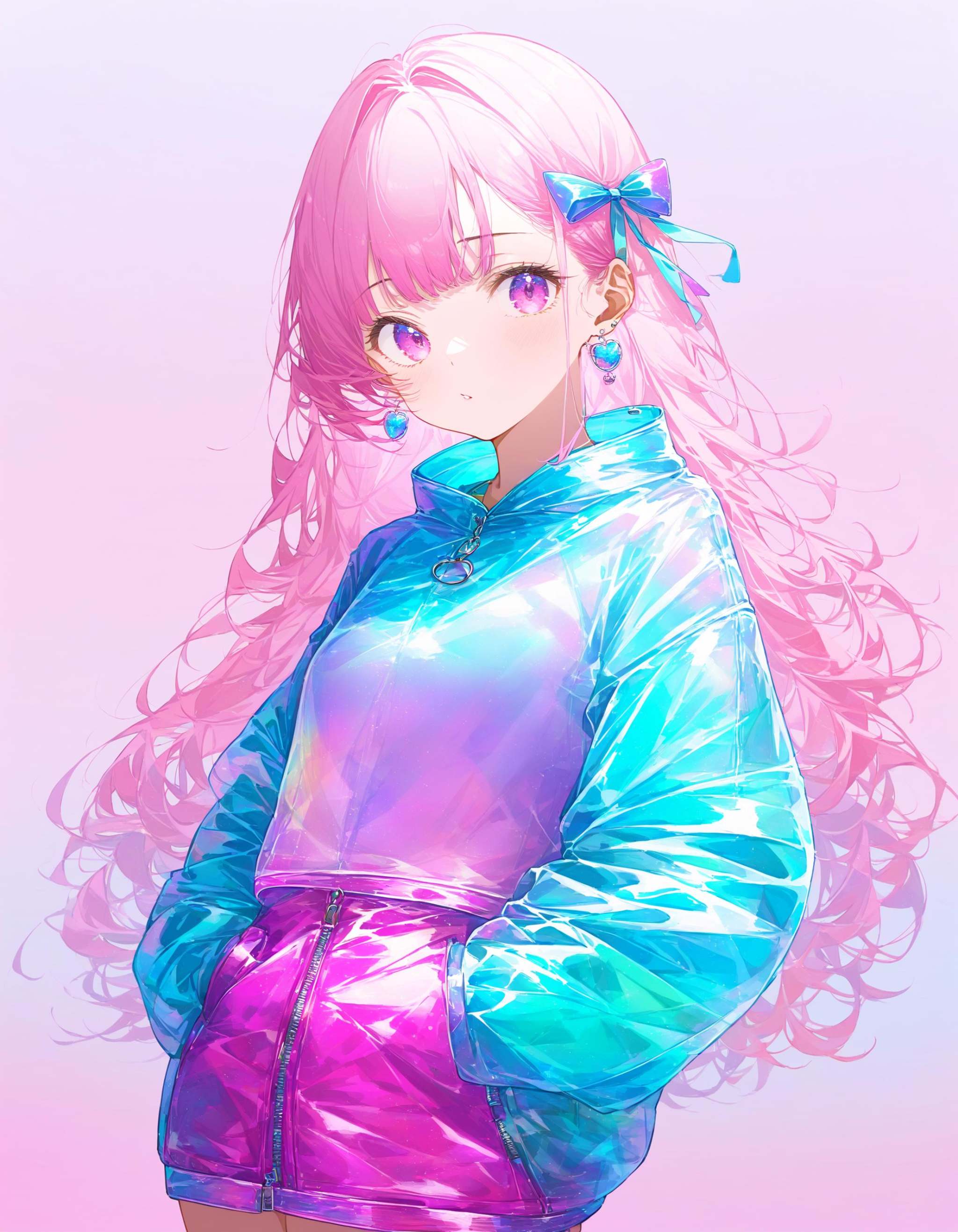 transparent color PVC clothing,  transparent color vinyl clothing,  prismatic on Tensor.Art