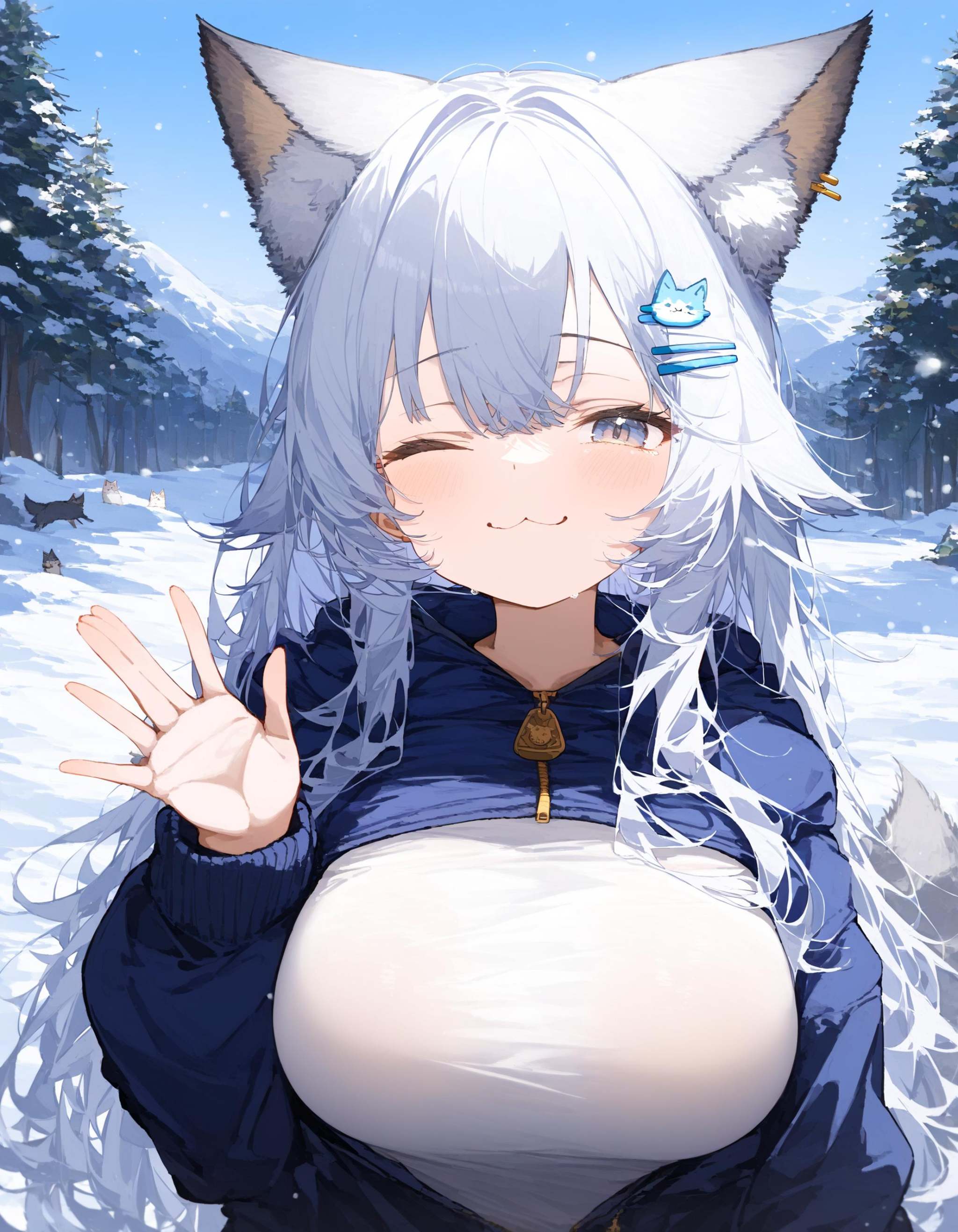 1girl,  animal ears,  grey eyes on Tensor.Art