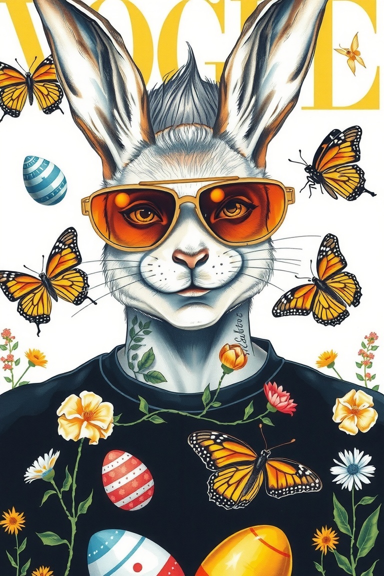 vogue cover art,  black ,  white and gold on Tensor.Art
