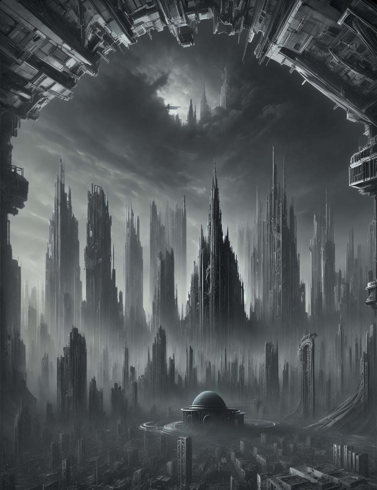 DonMV31l0fD4rkn355,  ralph goings architecture dystopian cityscape cupola on Tensor.Art