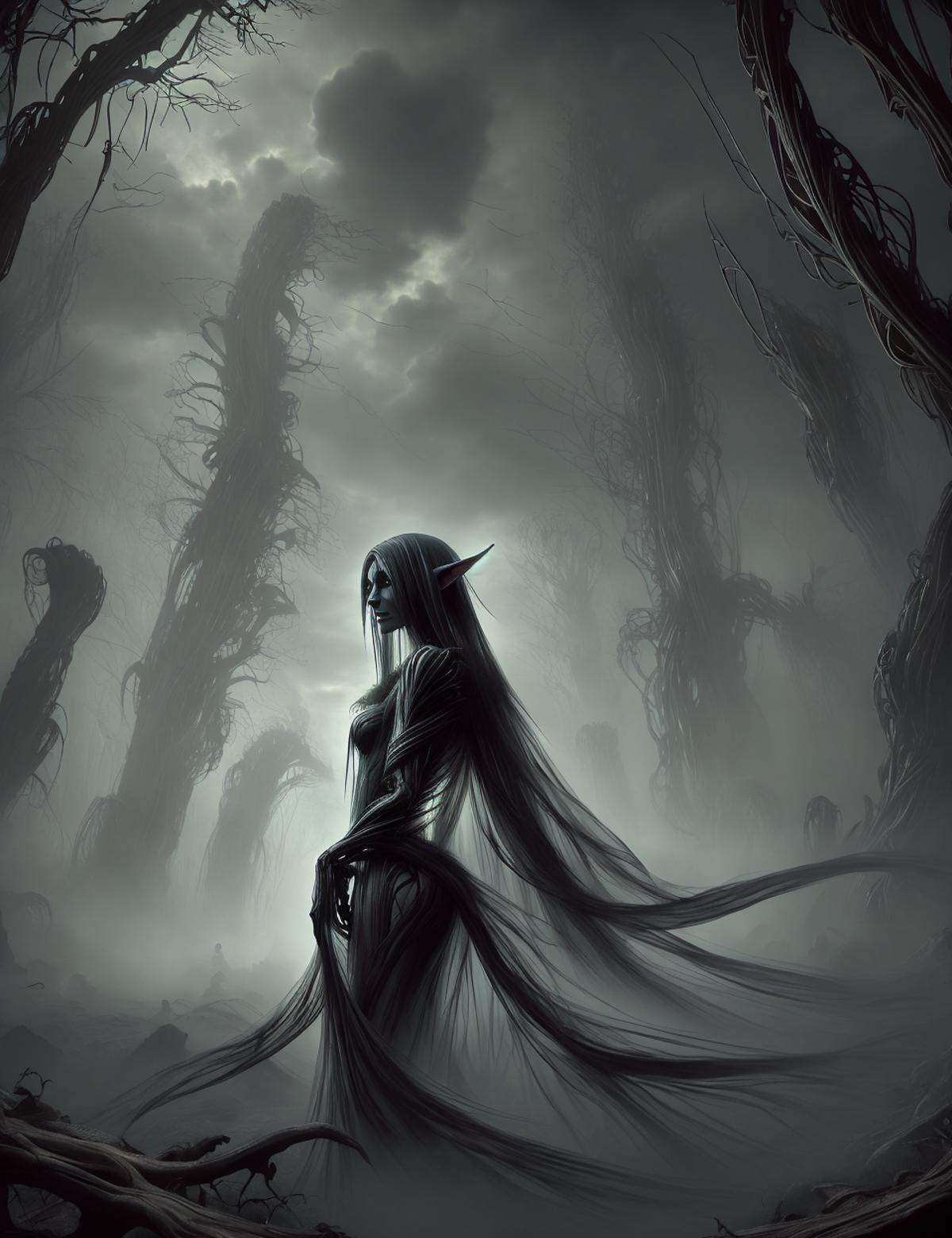 DonMV31l0fD4rkn355,  female wood elf waywatcher,  biomechanic engineer on Tensor.Art