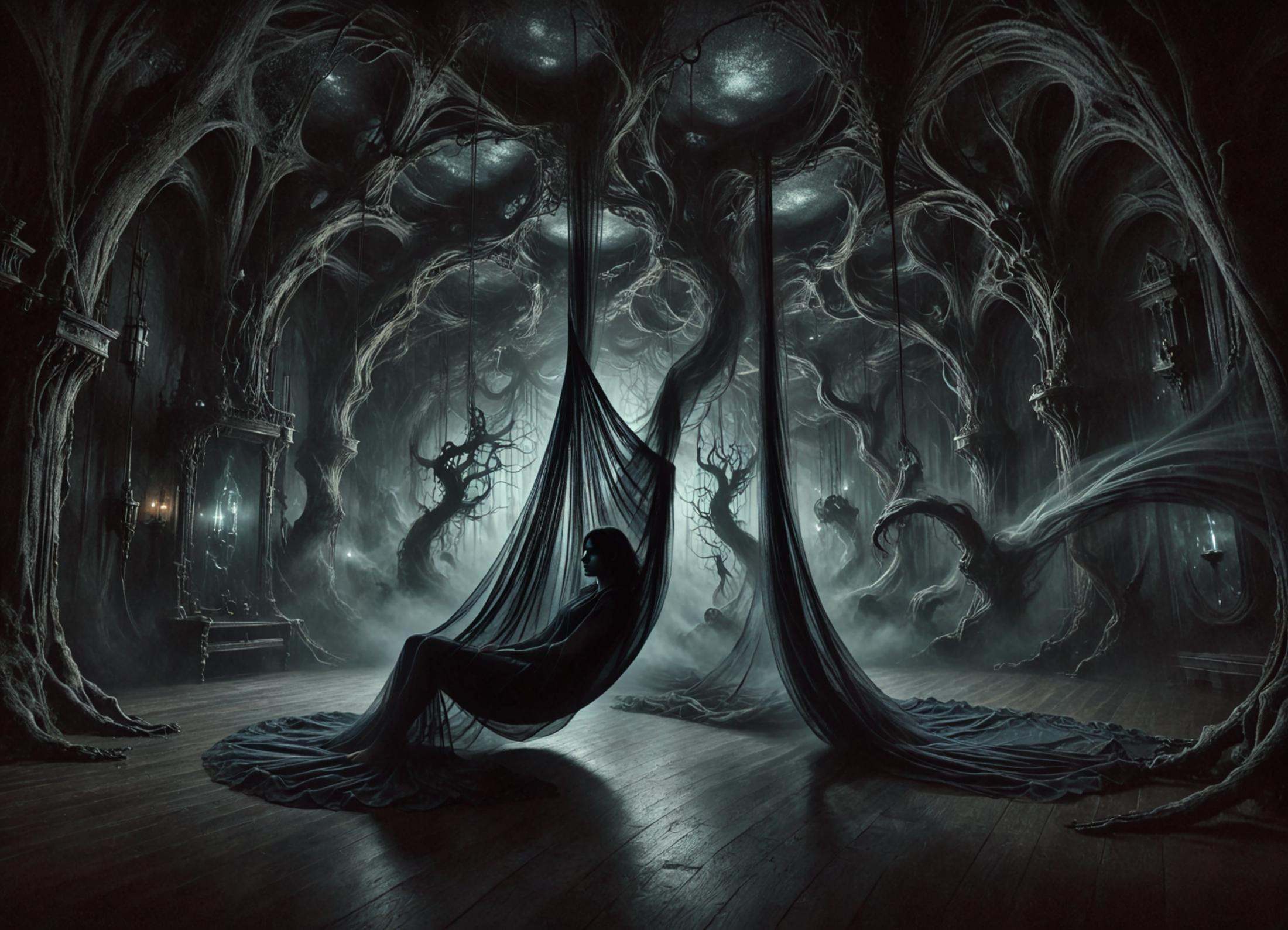 DonMV31l0fD4rkn355XL magic academy,  murmur of subconscious dreamwalking chamber,  suspended hammocks on Tensor.Art