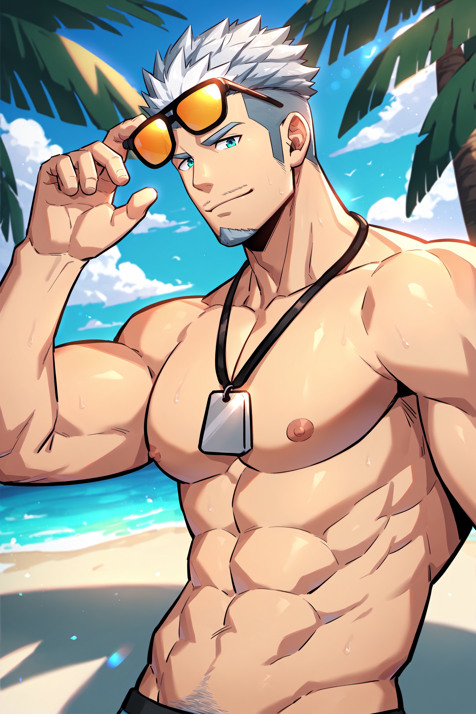Miles_(gyee),  muscular,  gray_hair on Tensor.Art