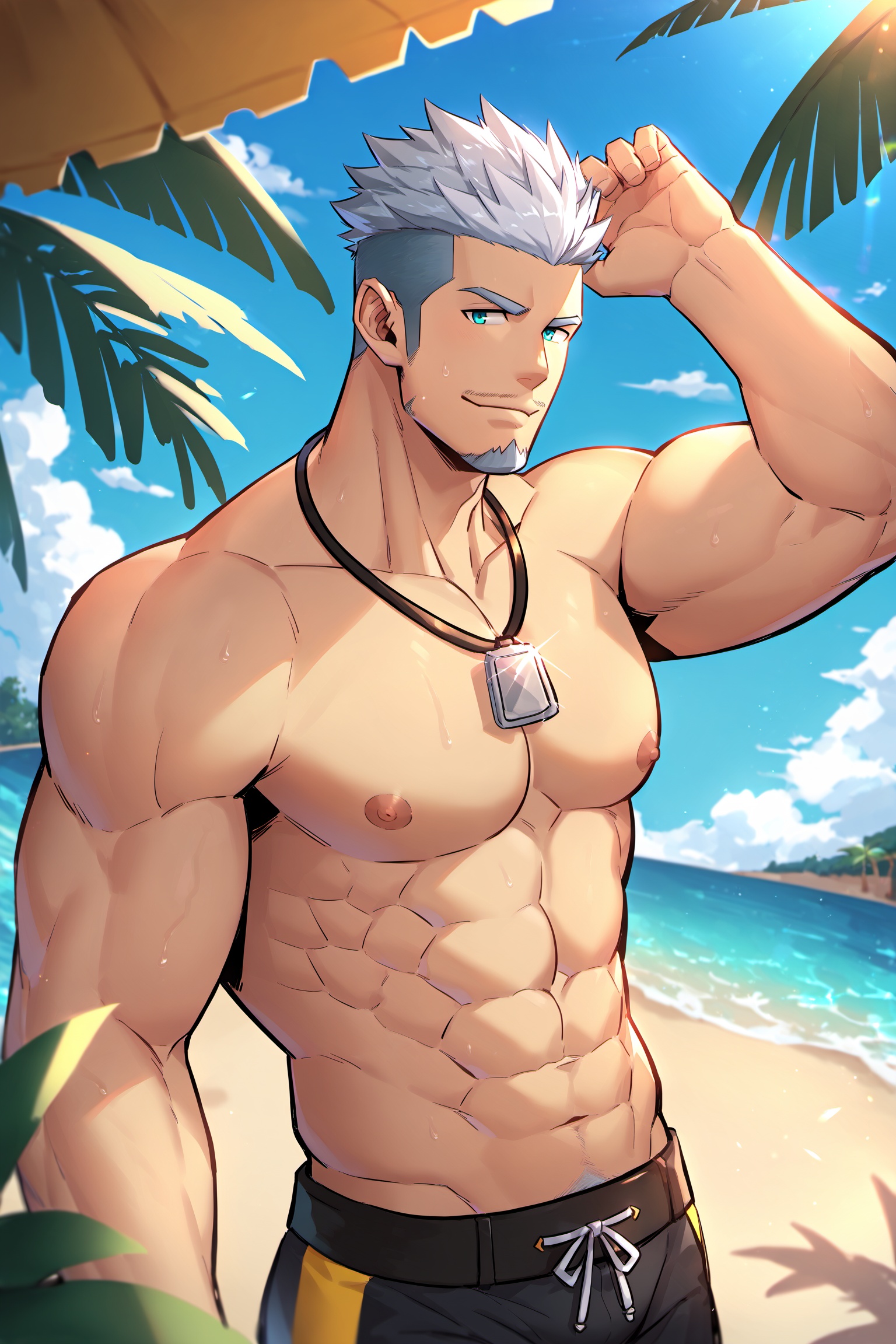 Miles_(gyee),  muscular,  gray_hair on Tensor.Art