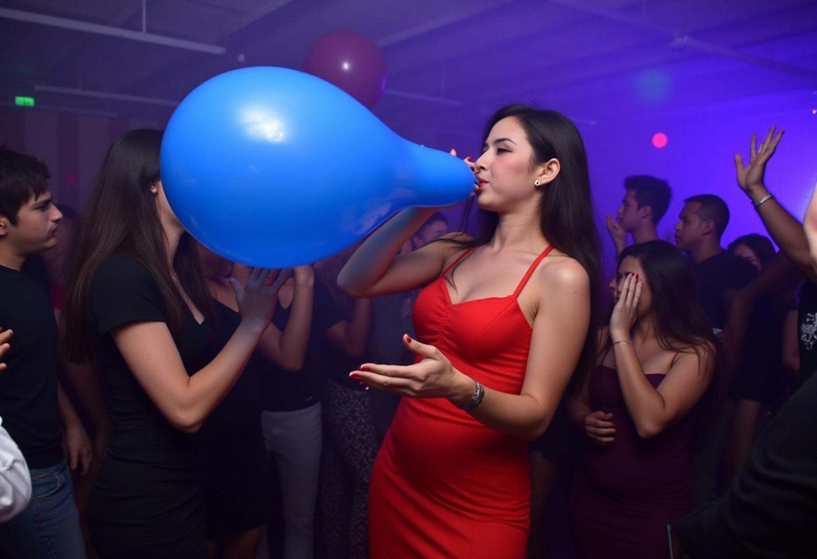 1girl,  photograph,  blowing blue balloon on Tensor.Art