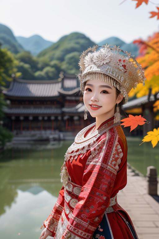 (karst topography),  Taoist temple,  (1 girl:2 on Tensor.Art