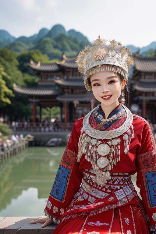 (karst topography),  Taoist temple,  (1 girl:2 on Tensor.Art