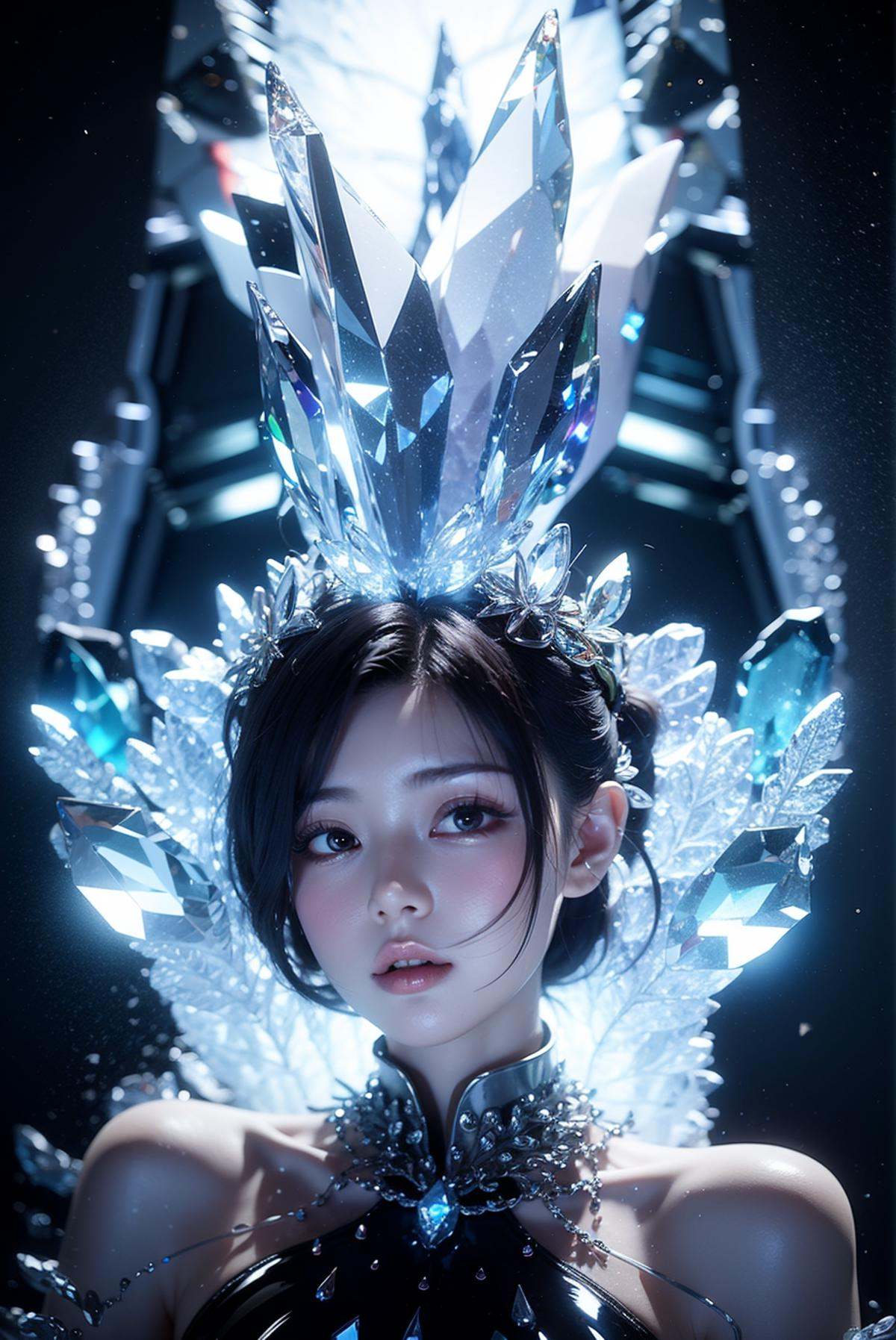 1girl,  upper body,  crystal_background on Tensor.Art