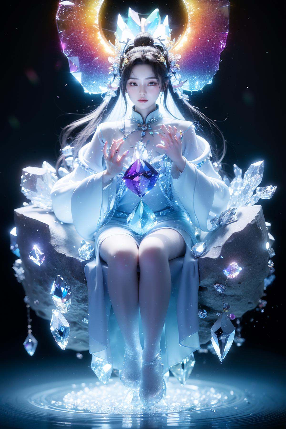 Chinese fantasy,  Eastern mythology,  shrouded in a lattice like cloud layer above the screen (these thick dark clouds con...