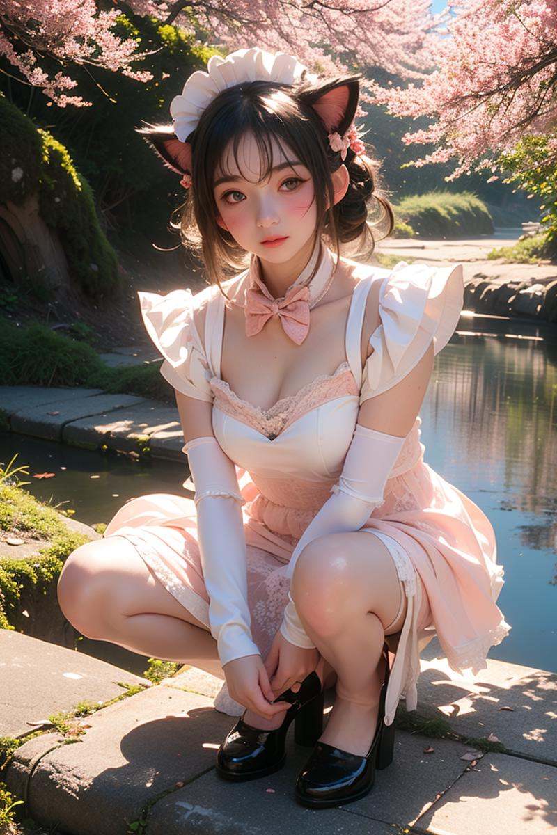 full body,  outdoors,  squatting on Tensor.Art