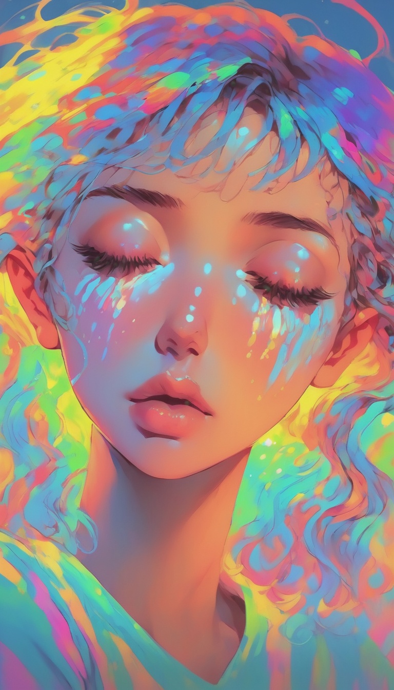 A 16k resolution ultra-detailed anime illustration of a beautiful girl with her eyes closed on Tensor.Art