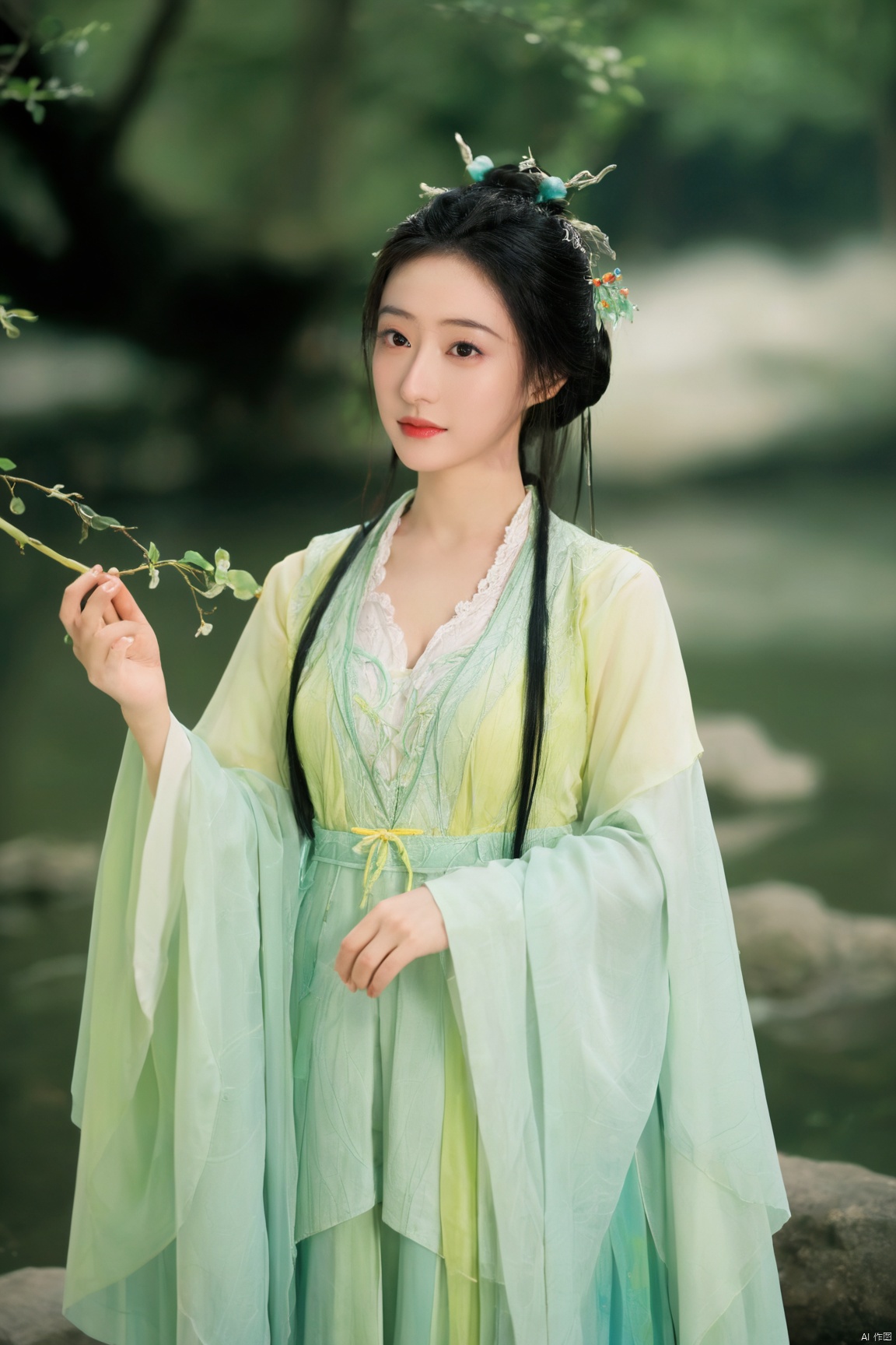 Best quality,masterpiece,Surrealist beauty photo, hanfu,Xtianxiwei,(big breasts:1.69), Yunxiao_Fairy,1girl,Xhulianxin
