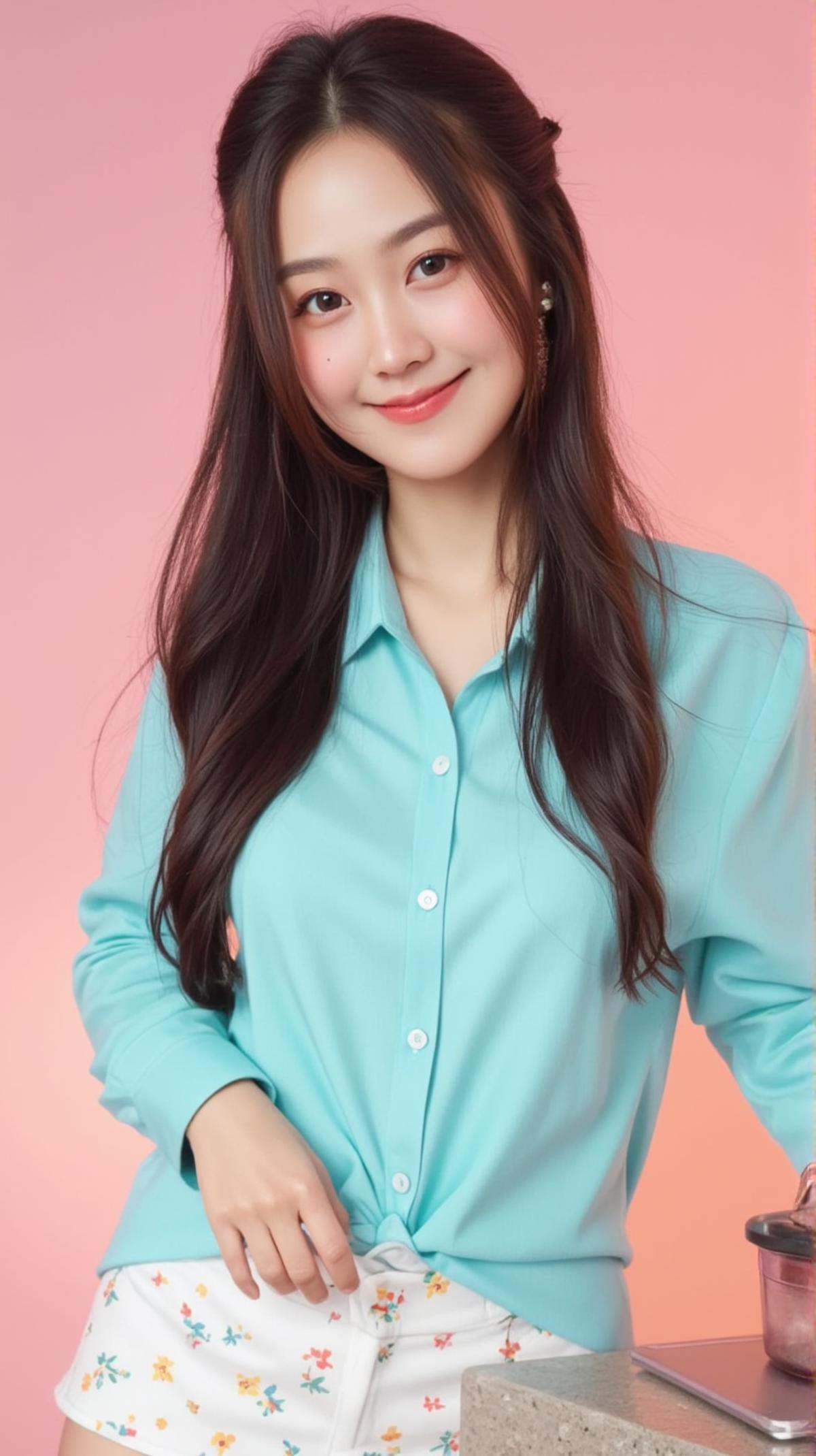 [6][FLUX_108]Realistic photograph,  Against a soft,  gradient cotton pink background on Tensor.Art