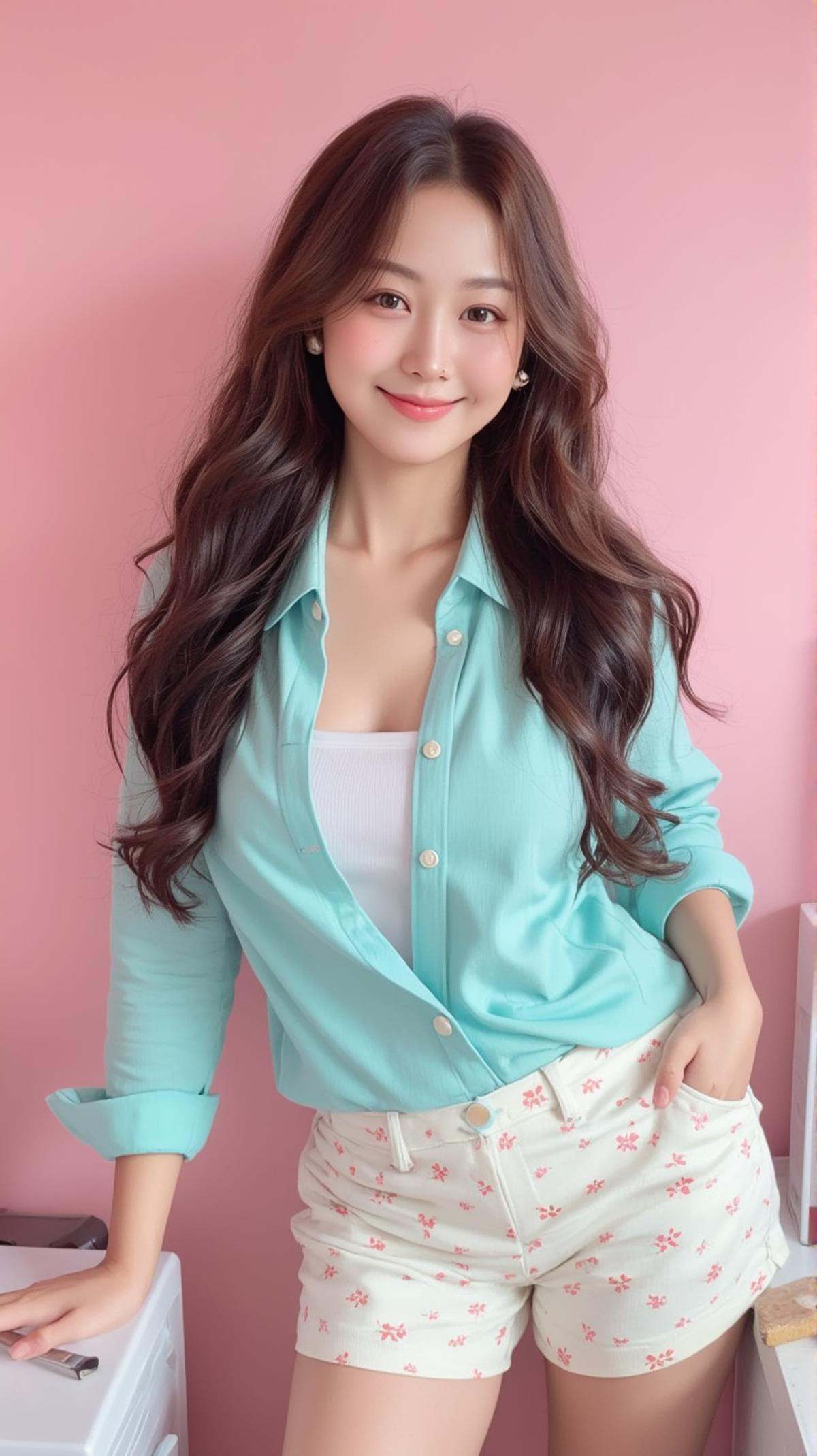 [8][FLUX_108]Realistic photograph,  Against a soft,  gradient cotton pink background on Tensor.Art