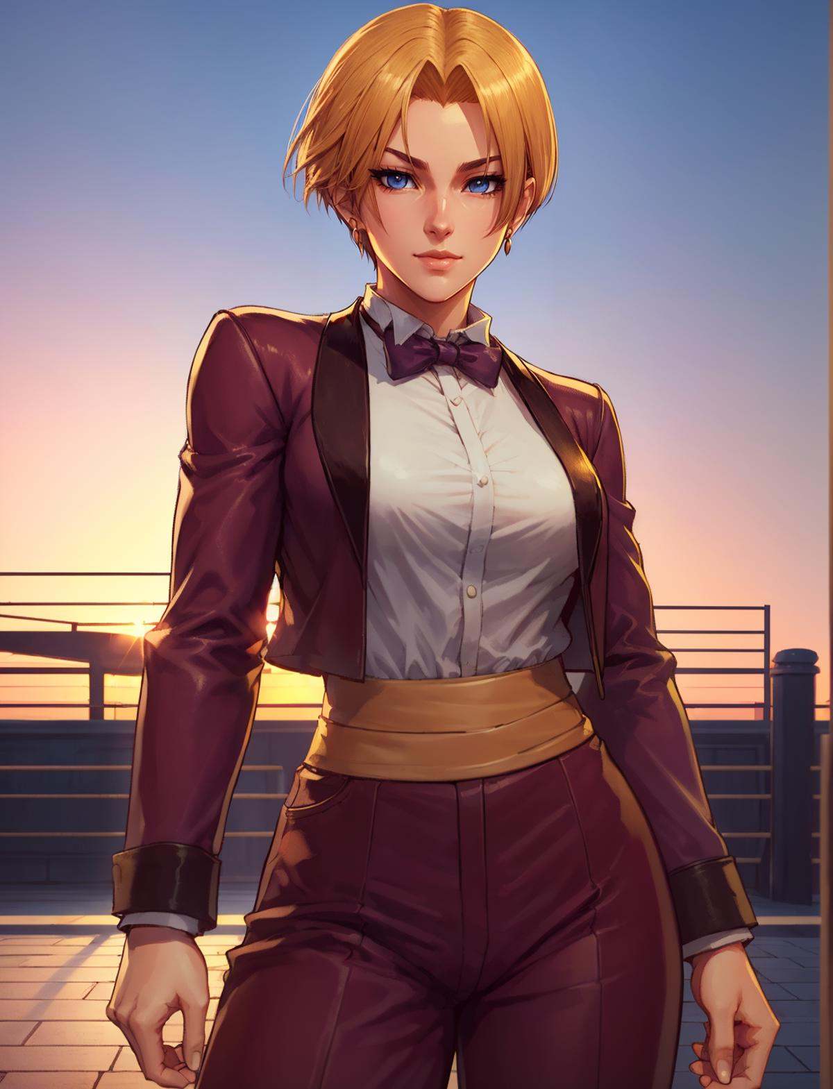KOFKing girl wearing KOF2kOutfit,  best quality,  depth of field on Tensor.Art