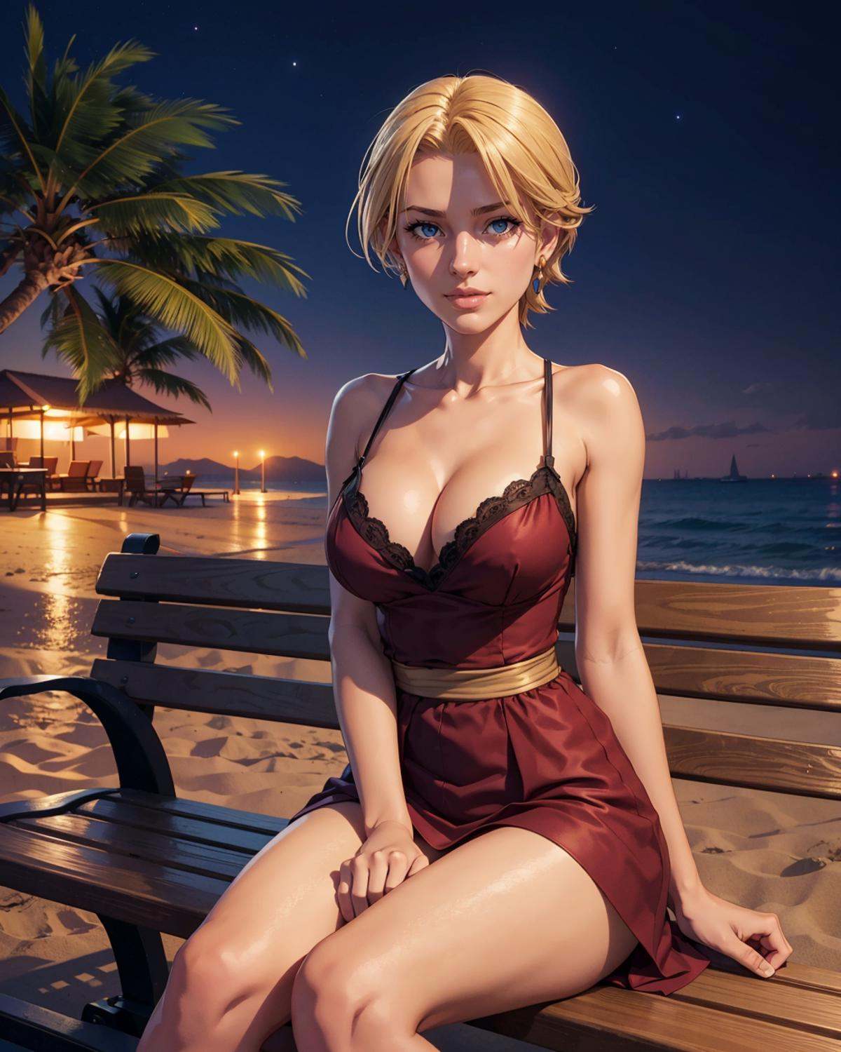 KOFKing girl wearing KOF2kOutfit,  summer dress,  cleavage on Tensor.Art