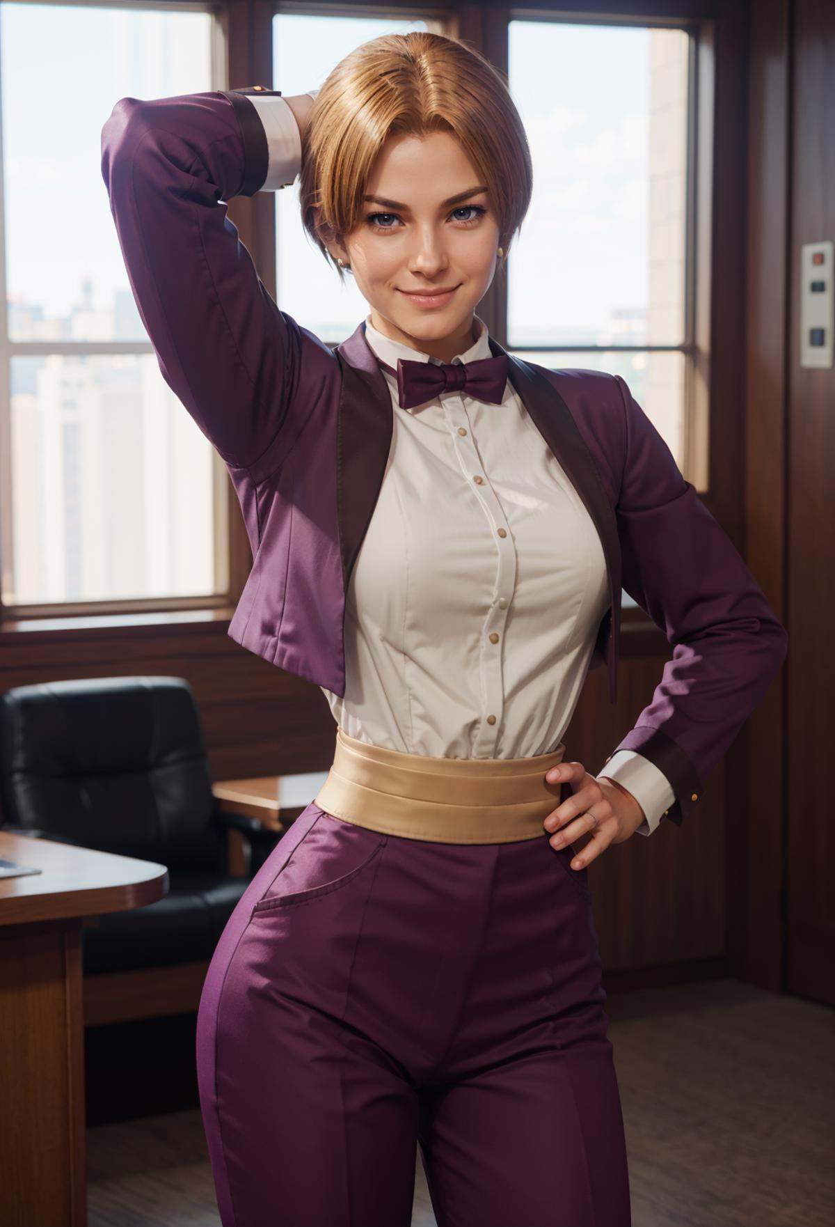 KOFKing girl wearing KOF2kOutfit,  best quality,  depth of field on Tensor.Art