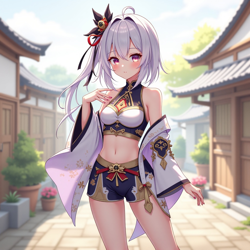 genshin impact style,  1 beauty girl,  wearing female gensin impact clothes on Tensor.Art