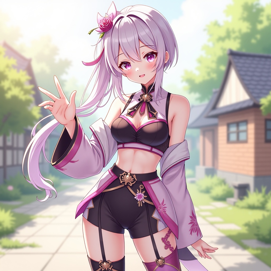 genshin impact style,  1 beauty girl,  wearing female gensin impact clothes on Tensor.Art