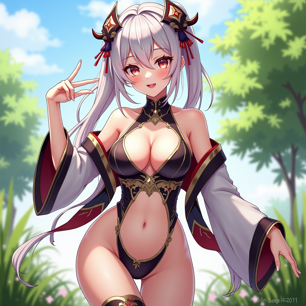genshin impact style,  1 beauty girl,  gensin impact clothes on Tensor.Art