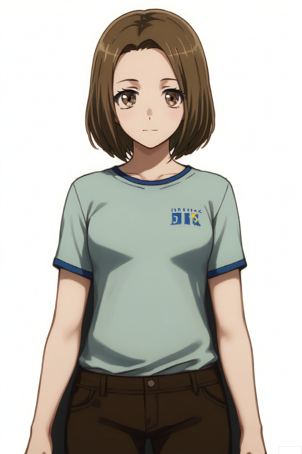 masterpiece, best quality,solo,((white background:1.2)),simple background,
looking at viewer,1girl, solo, brown hair, shirt, brown eyes, short hair,Matsugi Ririko