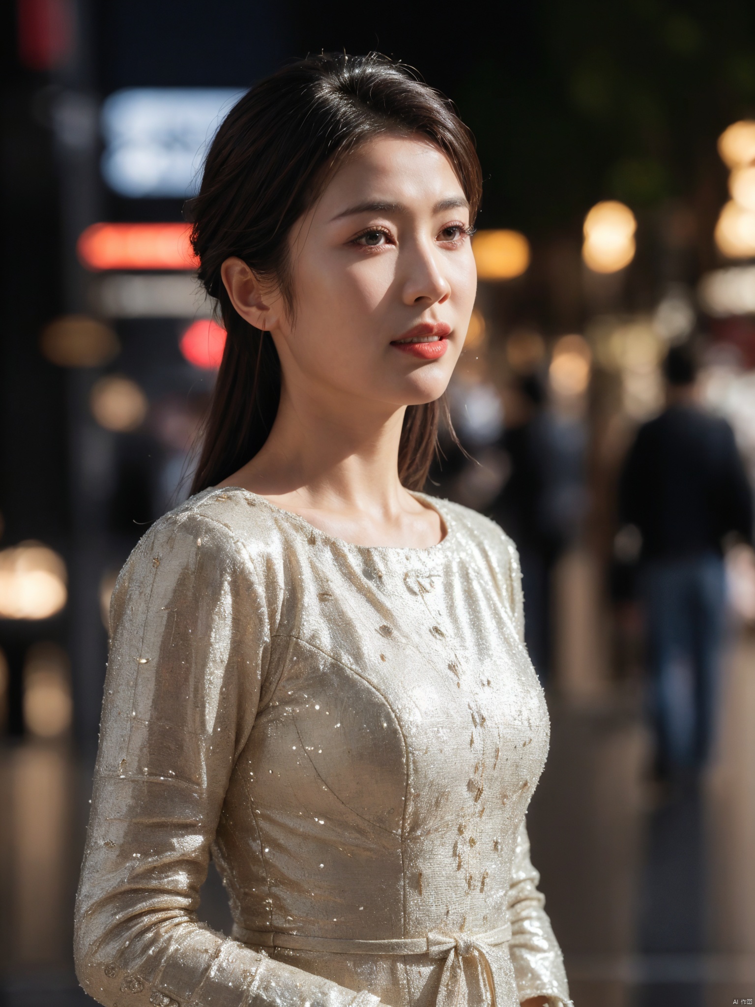  (RAW photo, 4k, realistic, exquisitely detailed skin),masterpiece,best quality,unity 8k wallpaper,ultra detailed,cinematic look,natural skin texture,extremely realistic skin texture,finely detailed face,(film grain:1.2),cinematic angle,Fujifilm XT3,,(highlydetailed),(night scene),(street corner),(1girl),(detailed lighting),(contrast),(mysterious atmosphere),,vivid illumination,,masterful technique,,harmonious composition,,immersive atmosphere,,stunning visuals,