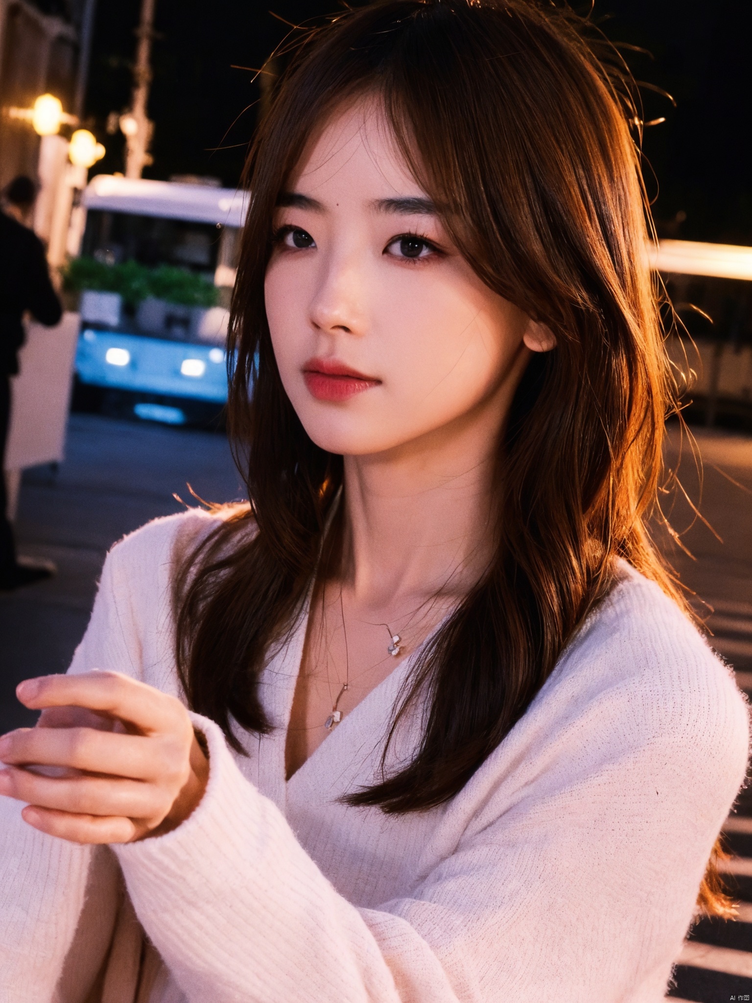  (RAW photo, 4k, realistic, exquisitely detailed skin),masterpiece,best quality,unity 8k wallpaper,ultra detailed,cinematic look,natural skin texture,extremely realistic skin texture,finely detailed face,(film grain:1.2),cinematic angle,Fujifilm XT3,,(highlydetailed),(night scene),(street corner),(1girl),(detailed lighting),(contrast),(mysterious atmosphere),,vivid illumination,,masterful technique,,harmonious composition,,immersive atmosphere,,stunning visuals,