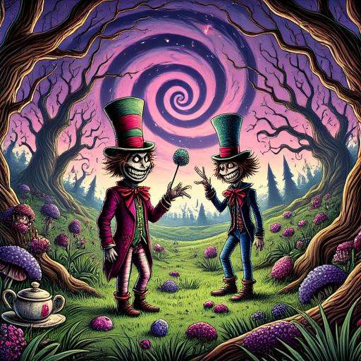 donm7w1573dw0nd3rl4ndfx mad hatter on a meadow with a teaparty by DonMischo on Tensor.Art