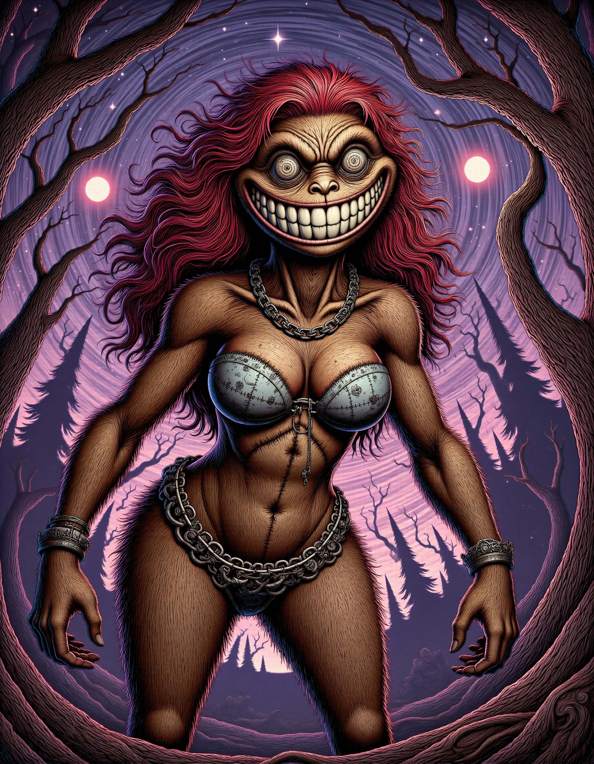 DonM7w1573dW0nd3rl4ndFX female bigfoot,  large humanoid cryptid ape like creature,  covered in brown dark fur by DonMischo...