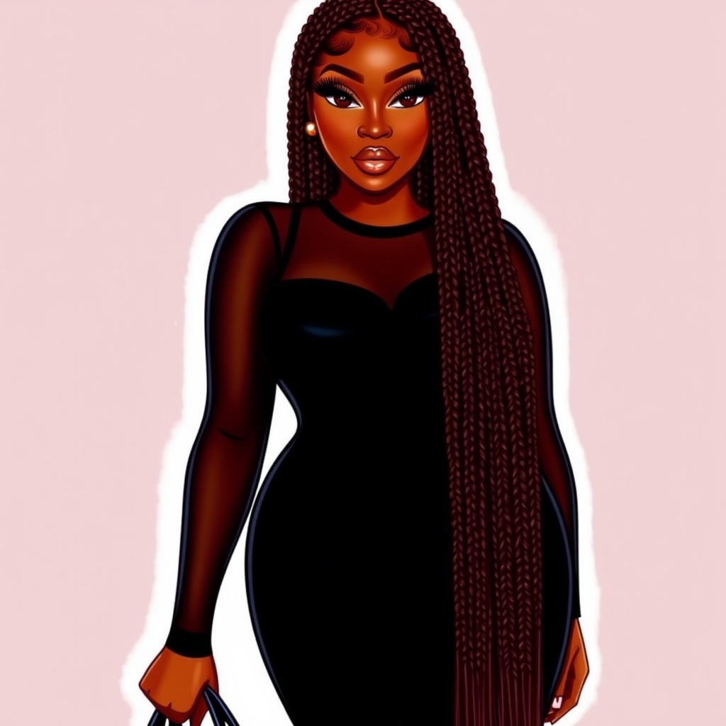 An African American Woman,  Long braided hair,  brown eyes by Henry Westmann on Tensor.Art