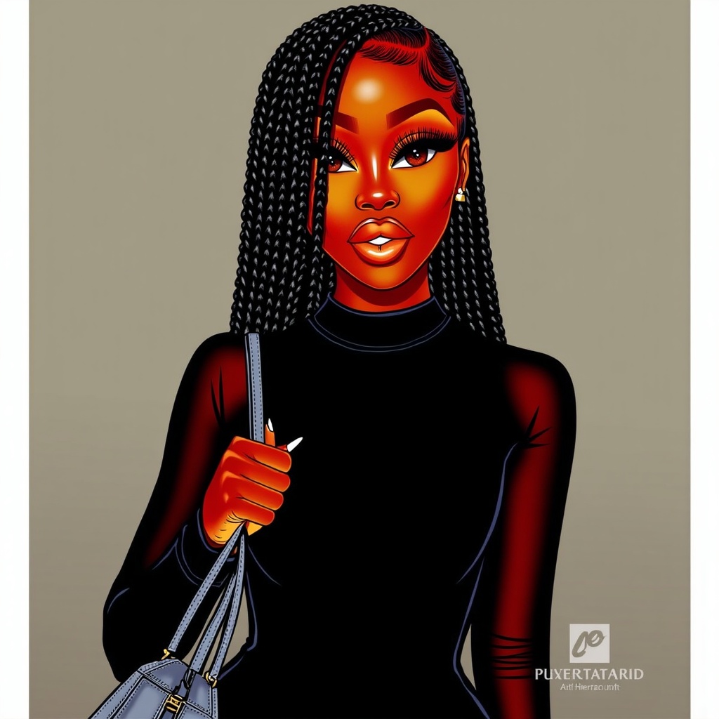 An African American Woman,  Long braided hair,  brown eyes by Henry Westmann on Tensor.Art