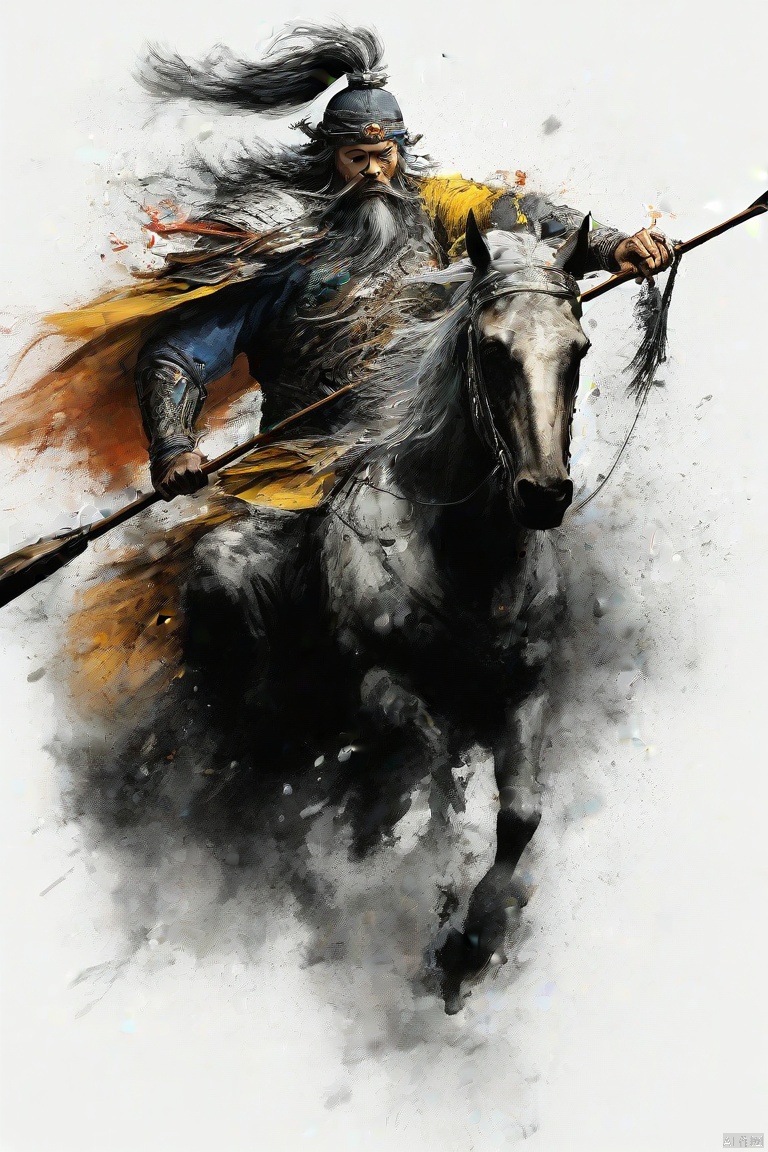 泼墨风格,武将黄忠,弯弓射箭