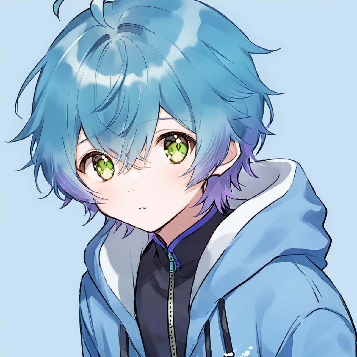 3D Linechu,  1 boy,  blue hair on Tensor.Art