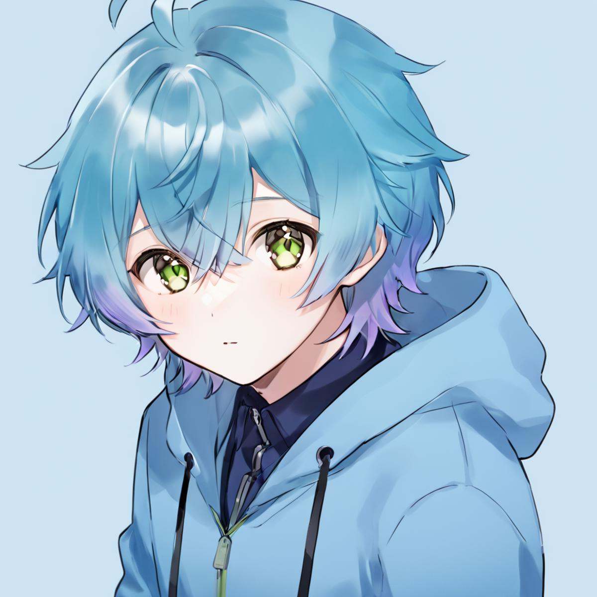 3D Linechu,  1 boy,  blue hair on Tensor.Art