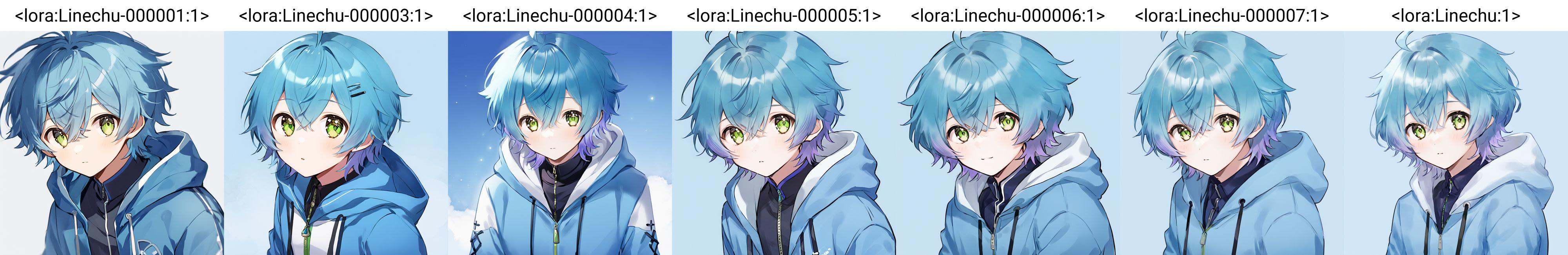 3D Linechu,  1 boy,  blue hair on Tensor.Art