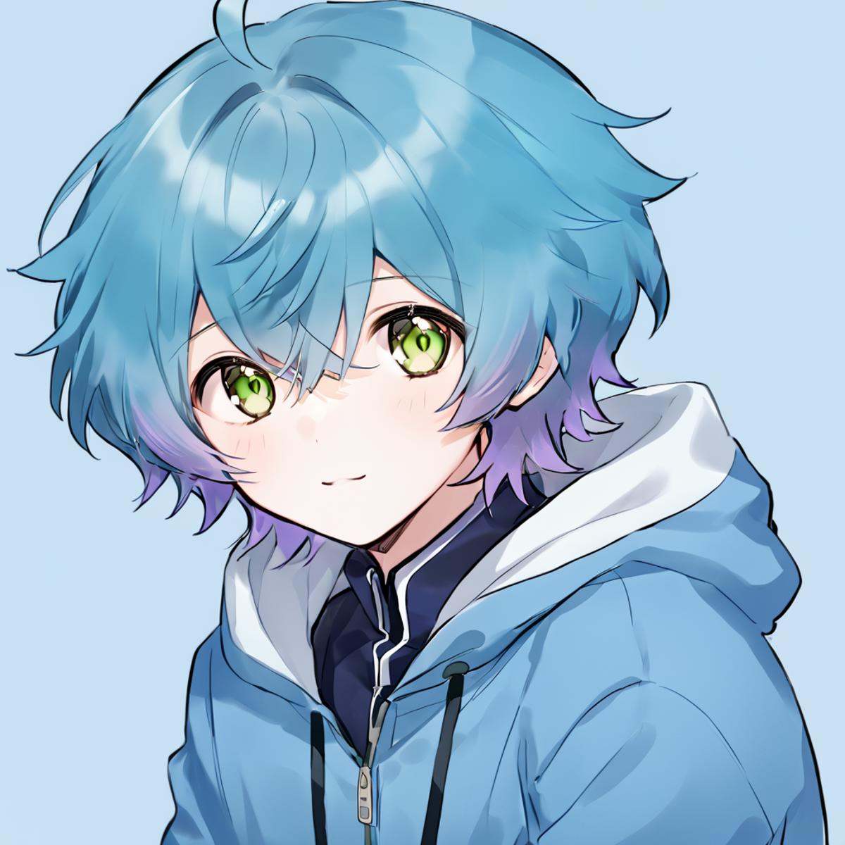 3D Linechu,  1 boy,  blue hair on Tensor.Art