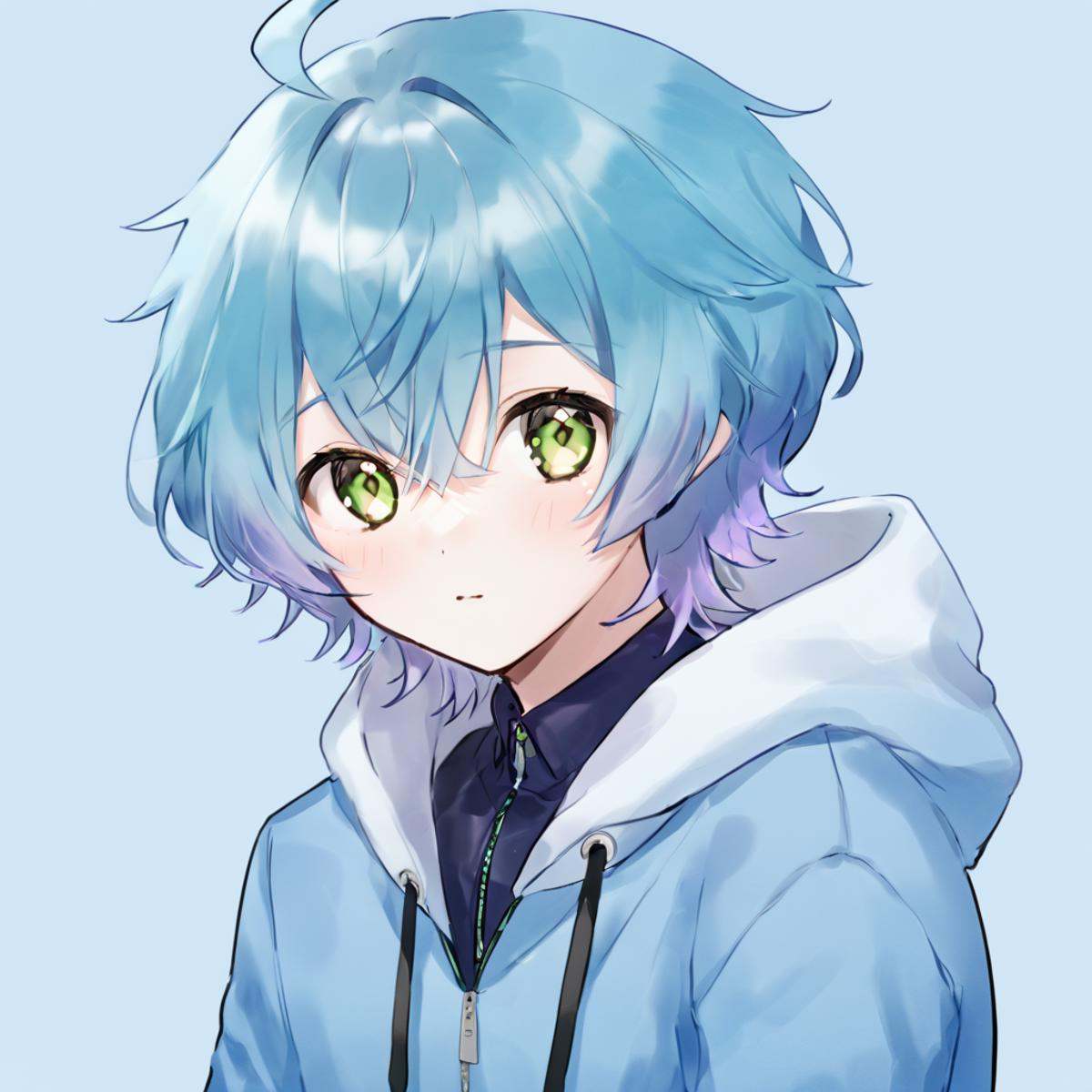 3D Linechu,  1 boy,  blue hair on Tensor.Art