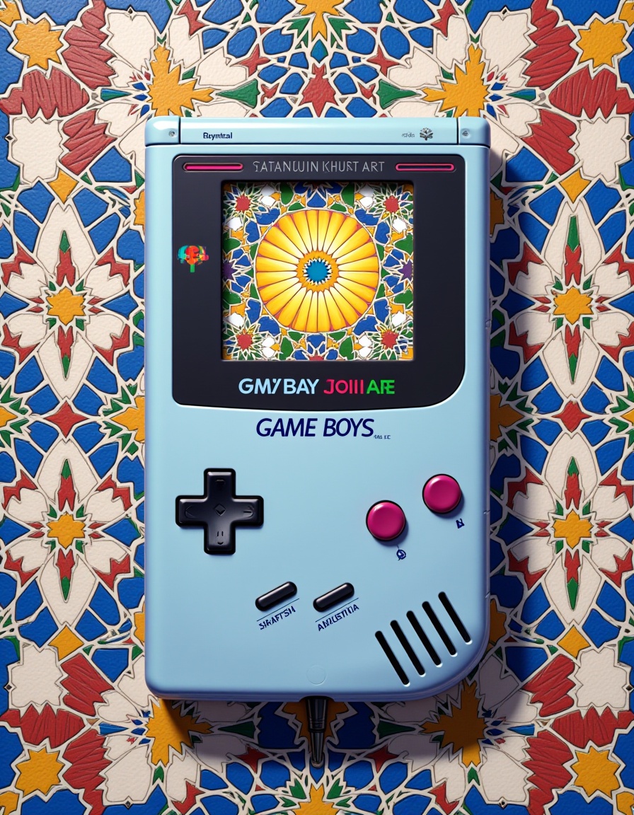 Anime,  Oil painting,  iznik tiles pattern of a Gameboy on Tensor.Art