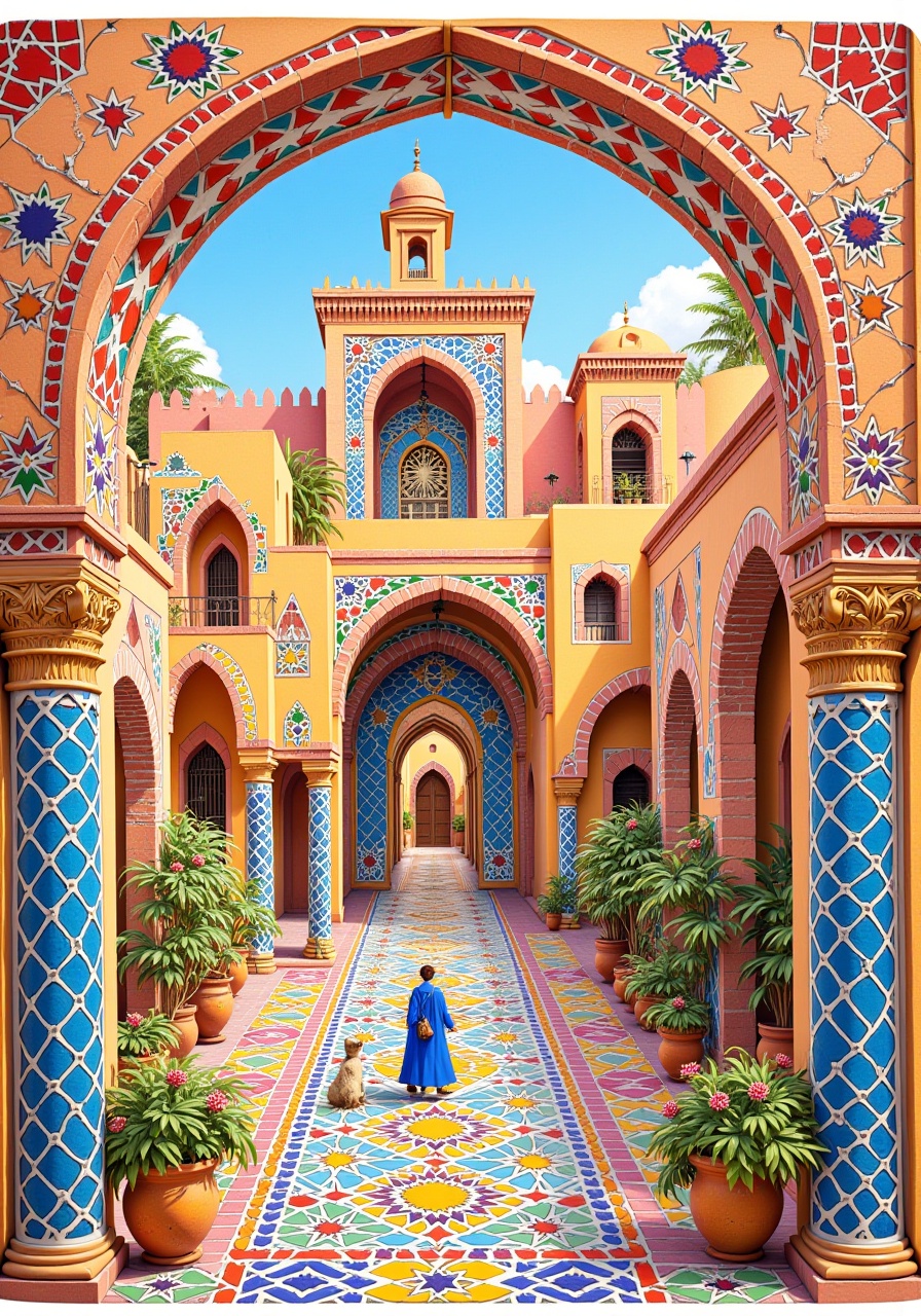 Moroccan folklore art art nouveau painting,  Water color painting,  beautiful Bart Simpson on Tensor.Art