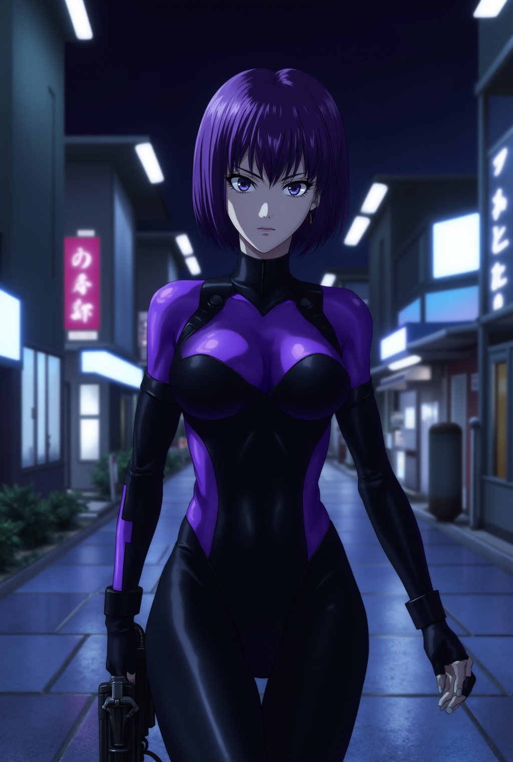 Anime of kusanagi mokoto \(ghost in a shell\),  detailed exquisite face,  breasts on Tensor.Art
