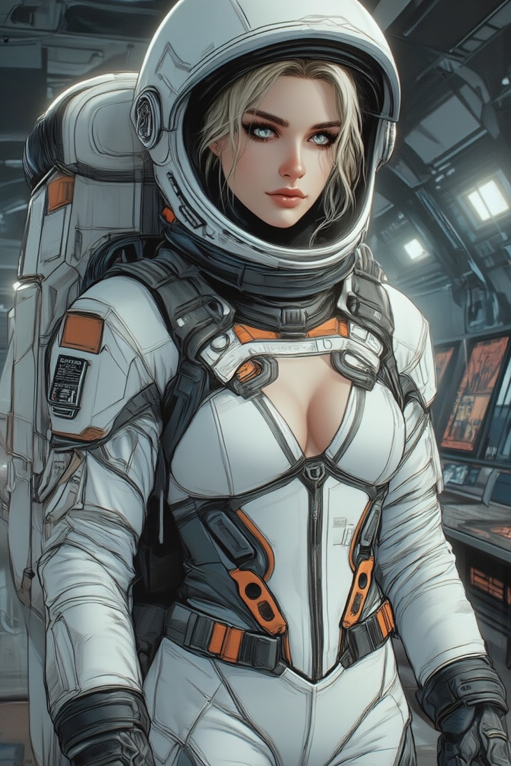 Create an image of an astronaut,  sexy and sensual,  erotic on Tensor.Art