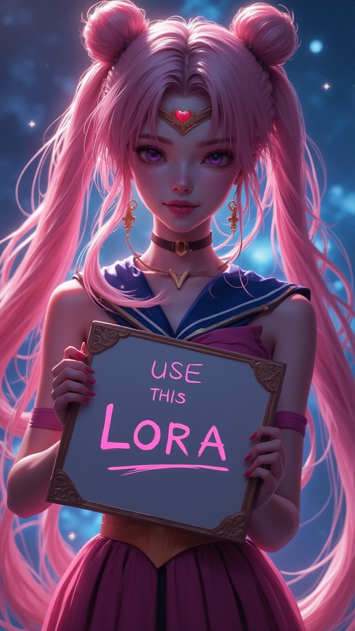 A beautiful woman with a beautiful pose,  Styled like sailormoon,  looking at the camera on Tensor.Art