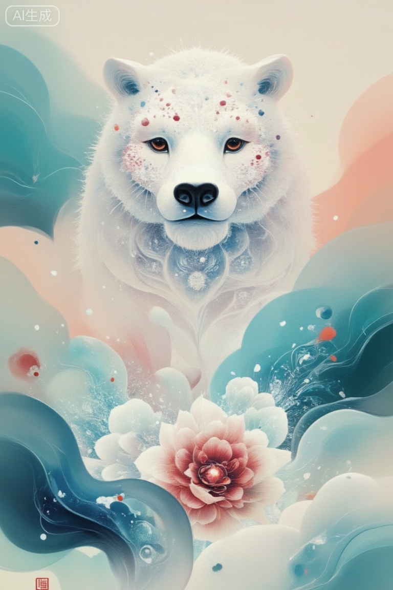 Based on Zhang Daqian's landscape paintings, he incorporated Xu Beihong's animal painting style to create an ink painting illustration of Baize's mythical beast. In the center of the painting, the mythical beast Bai Ze is strolling leisurely in a fairyland shrouded in clouds and mist. Its figure is strong and elegant, and its hair is as shiny as snow. The surrounding landscape is outlined with simple lines and elegant colors, and the clouds and mist reveal an indescribable fairy spirit. The eyes of Bai Ze's mythical beast reveal otherworldly wisdom and peace, which become the finishing touch of the whole painting. Using ink painting techniques to process the details of the picture, viewers can feel the profound cultural heritage and auspiciousness contained in the mythical beast of Baize.