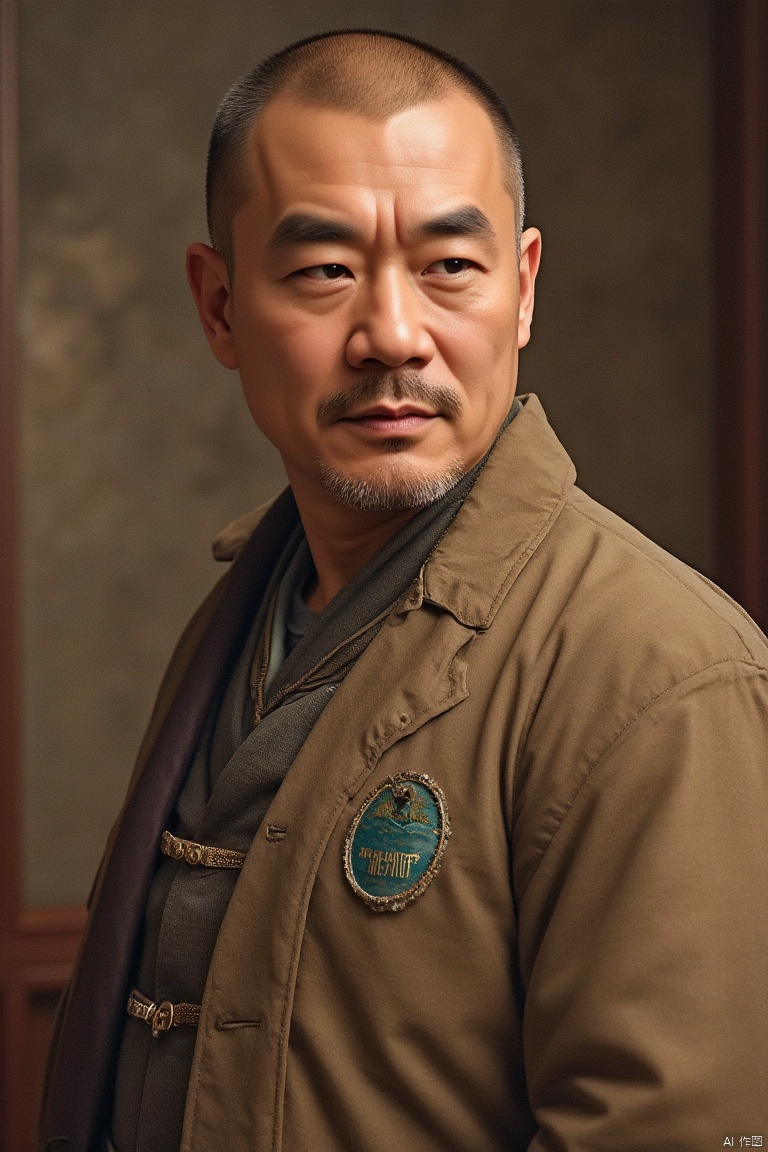 a chinese middle-aged men,
(masterpiece, top quality, best quality, official art), realistic
