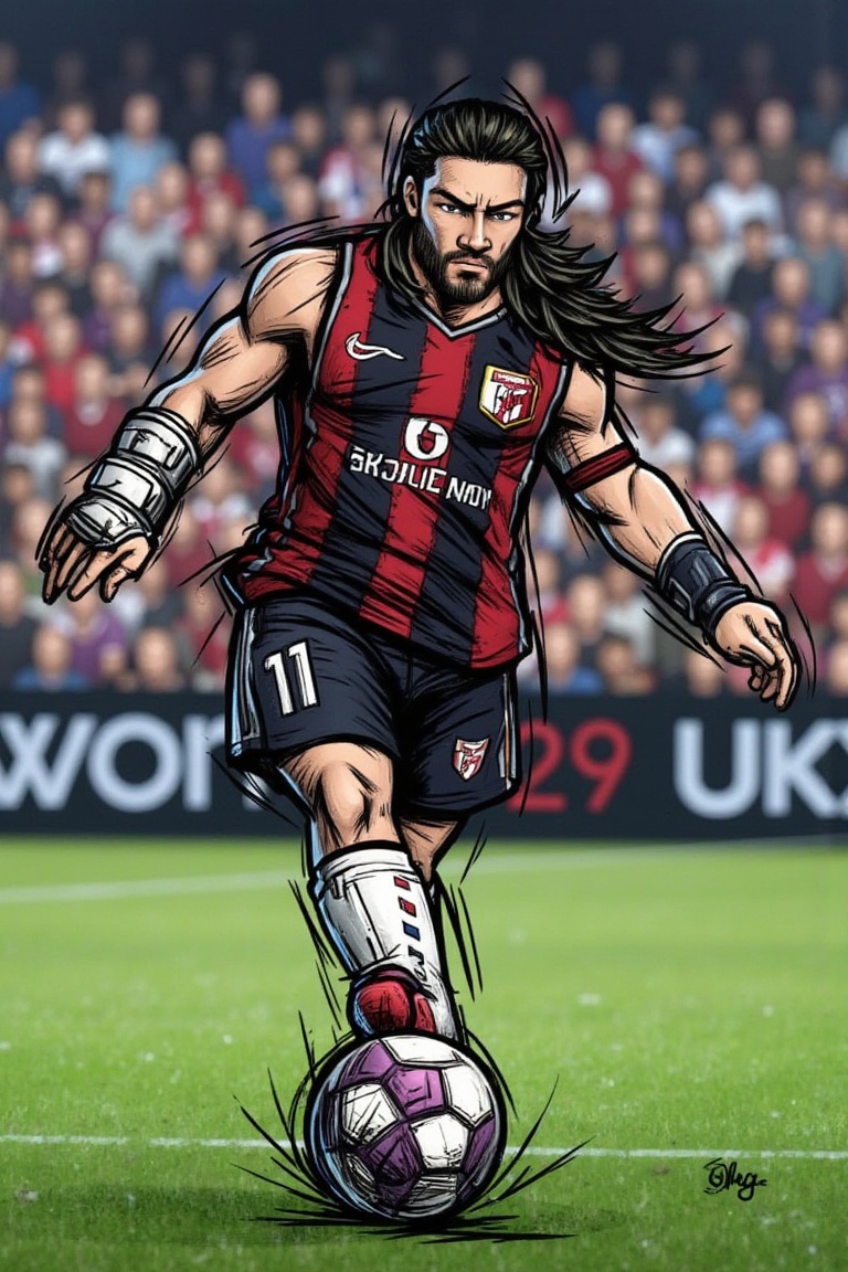 roman reigns,  kicking a ball,  STRIKER0S on Tensor.Art