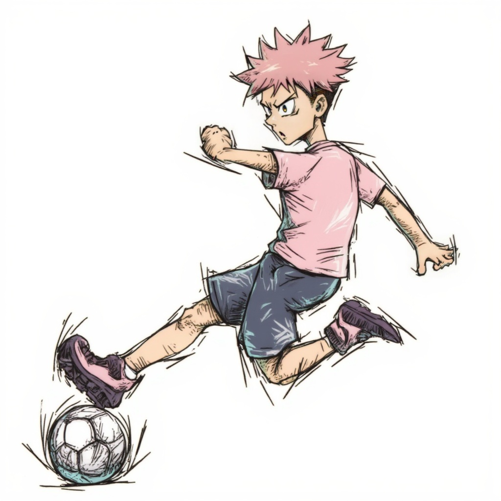 yuuji_itadori,  pink hair,  brown eyes on Tensor.Art