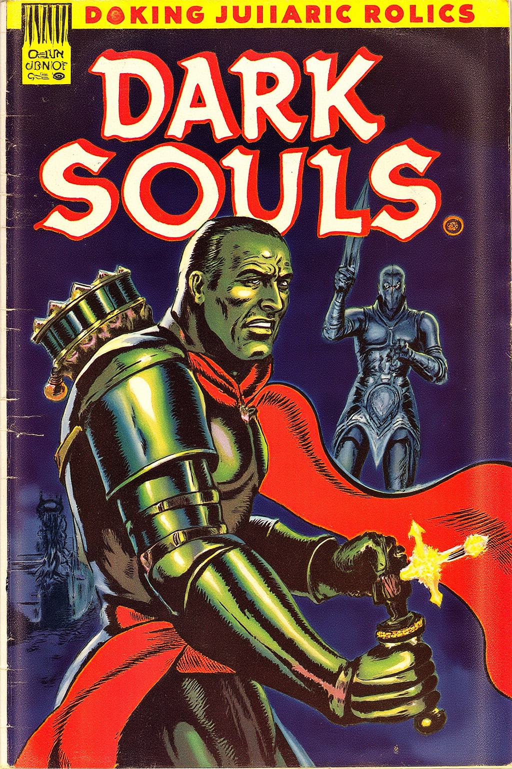 1950s pulp style chivalric vintage comic book cover for "Dark Souls" on Tensor.Art