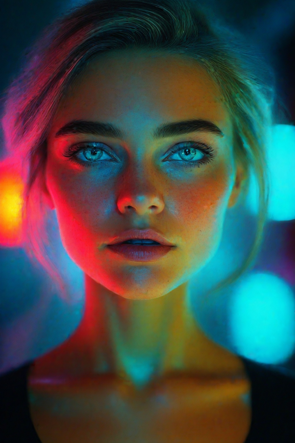 closeup picture of an 25 years old cyberpunk woman,  high quality photography,  3 point lighting on Tensor.Art
