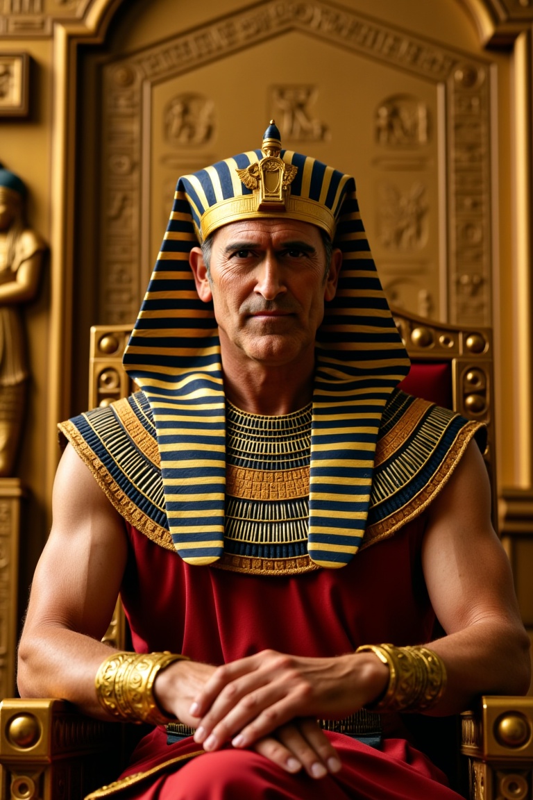 bruc3campb3ll,  an middle aged man,  dressed as an ancient Egyptian pharaoh on Tensor.Art